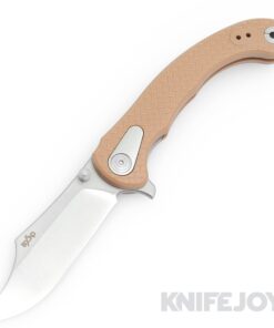 B'yond EDC BEDC2201-SD Motiv Flipper Folder Satin Plain Blade with Tan Textured FRN Handles