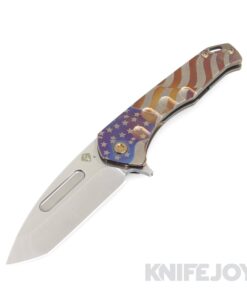 Medford Knives Praetorian Slim Flipper S45VN Tumbled Tanto Blade with Bronze American Flag Handles/ Bronze Hardware and Clip