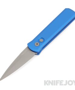 Pro-tech Knives 720-BLUE GODSON Auto Bead Blasted Plain Edge Blade with Solid Blue Aluminum Handles