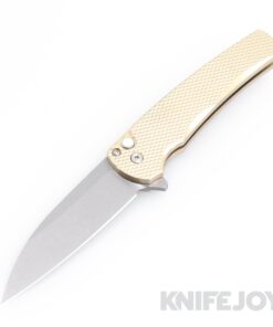 Pro-tech Knives PT5311 Malibu Flipper Stonewash Wharncliffe Blade with Textured Bronze Aluminum Handle/ Satin Hardware/ Polished Clip