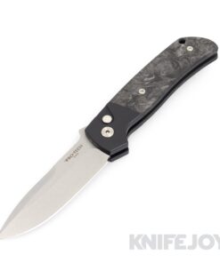 Pro-tech Knives PTBT2731 Auto Terzuola ATCF Stonewash Magnacut Blade with FatCarbon Dark Matter Inlay and Black Handles/ 3D Ti Clip
