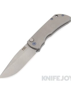 McNees Knives PM Mac 2 AutoMac Stonewash Magnacut Blade with SW Atomic Titanium Handle/ Blue Hardware