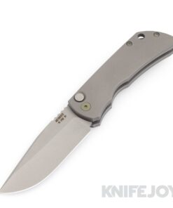 McNees Knives PM Mac 2 AutoMac Stonewash Magnacut Blade with Matte Titanium Handle/ Green Hardware