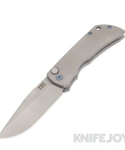 McNees Knives PM Mac 2 AutoMac Stonewash Magnacut Blade with Matte Titanium Handle/ Blue Hardware