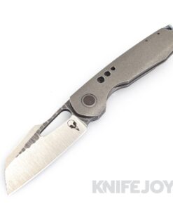 Sparrow Knife Company Custom Strix No. 26 Frame Lock Nitro-V Blade with Crosscut Micarta Inlay Pivot/ Titanium Handles/ Black Timascus Clip and Back Spacer