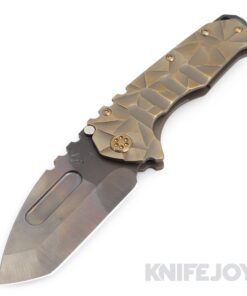 Medford Knives Praetorian "T" S45VN Vulcan Tanto Blade with Brush Brass-Brz Stained Glass Scultped Handles/ Brass-Brz Hardware and Clip