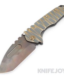Medford Knives Praetorian "T" S45VN Vulcan Tanto Blade with BB/Cement Brass-Brz Lightning Scultped Handles/ Bronze Hardware and Clip