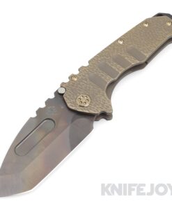 Medford Knives Praetorian "T" S45VN Vulcan Tanto Blade with BB/Cement Brass-Brz Cobblestone Sculpted Handles/ Brass-Brz Hardware and Clip