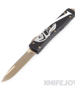 MICROTECH 121-13MLS Ultratech OTF Auto Signature Series "Molon Labe" Single Edge Bronzed Apocalyptic Standard Blade with Black Aluminum Handles