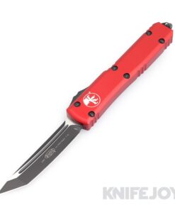 MICROTECH 123-1RD Ultratech OTF Auto Tanto Standard Black Plain Blade with Red Aluminum Handles