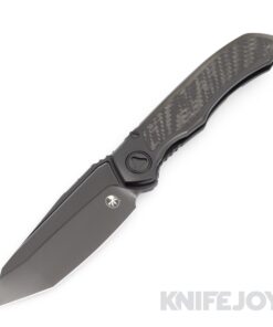 MICROTECH 191C-1DLCTCFITI Anax Manual Folding Knife Single Edge Standard Tanto DLC Blade with DLC Titanium Pivot Collar/ Carbon Fiber Inlay/ Black Titanium Handles