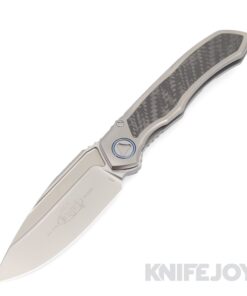 MICROTECH 190C-7CFITI Anax Manual Folding Knife Single Edge Standard Bead Blasted Blade with Blue Titanium Pivot Collar/ Carbon Fiber Inlay/ Black Titanium Handles