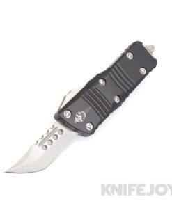 MICROTECH 819-10S Troodon-Mini Hellhound OTF Signature Series Auto Stonewash Standard Blade with Black Aluminum Handles