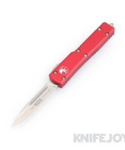 MICROTECH 148-10RD UTX-70 OTF Auto Drop Point Stonewash Blade with Red Aluminum Handles
