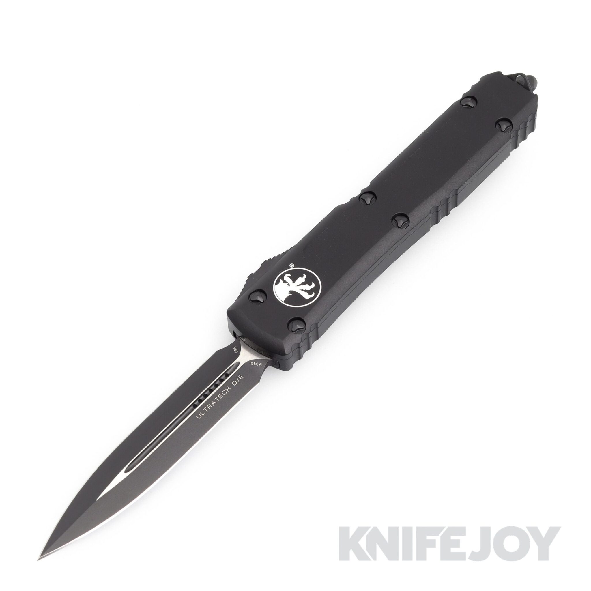 MICROTECH 122-1T Ultratech OTF Auto Double Edge Black Blade with Black Aluminum Handles
