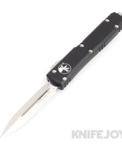 MICROTECH 122-10 Ultratech OTF Auto Double Edge Stonewash Standard Blade with Black Aluminum Handles