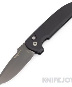 Pro-tech Knives PTLG321-D2 Rockeye Auto Smoky Grey DLC CPM-D2 Plain Edge Blade with Solid Black Handles Knife