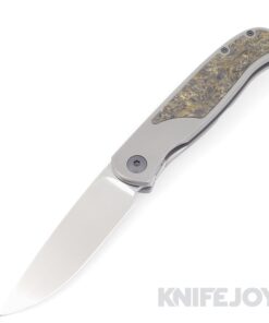 Trevor Burger Custom Knives TBC-ATLAS16 Atlas SFL Drop Point Satin Blade with Gold Fat Carbon Dark Matter Inlay/ Titanium Handles/ PVD Hardware