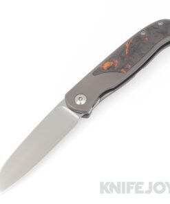 Trevor Burger Custom Knives TBC-ATLAS11 Atlas SFL Satin Wharncliffe Blade with Orange Fat Carbon Dark Matter Inlay/ Titanium Handles/ Satin Hardware