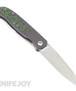Trevor Burger Custom Knives TBC-ATLAS14 Atlas LEFTY SFL Wharncliffe Satin Blade with Green Fat Carbon Dark Matter Inlay/ Titanium Handles/ PVD Hardware
