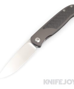 Trevor Burger Custom Knives TBC-ATLAS20 Atlas CFL Drop Point Satin Blade with 3K Twill Carbon Fiber Inlay/ Contoured Dark Titanium Handles/ Satin Hardware