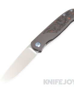 Trevor Burger Custom Knives TBC-ATLAS24 Atlas CFL Drop Point Satin Blade with Fat Carbon Inlay/ Contoured Dark Titanium Handles/ Blue Hardware