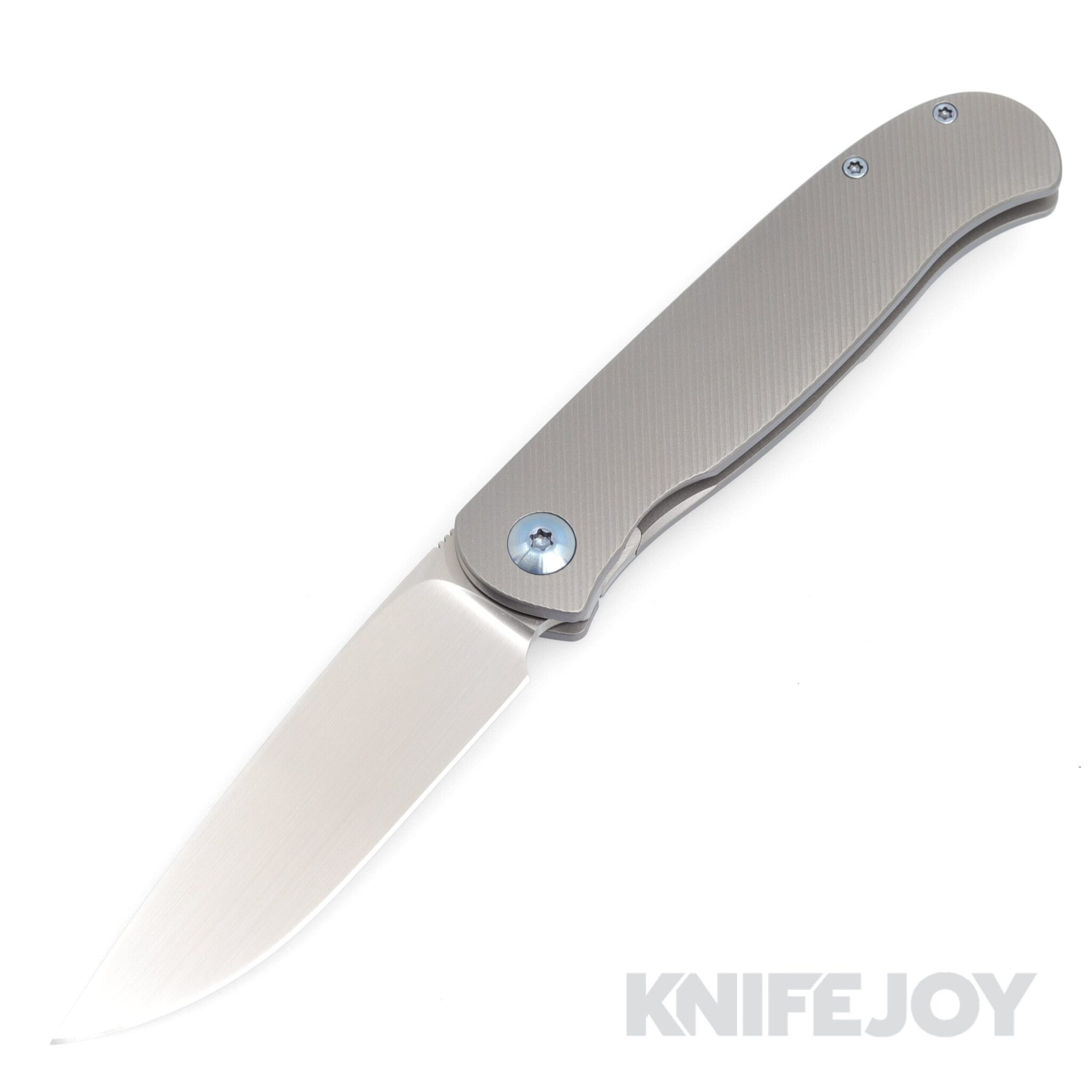 Trevor Burger Custom Knives TBC-ATLAS25 Atlas CFL Drop Point Satin Blade with Contoured Titanium Handles/ Satin Hardware