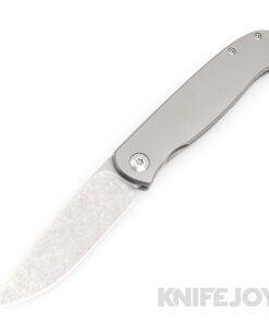 Trevor Burger Custom Knives TBC-ATLAS26 Atlas CFL Drop Point Acidwash Blade with Smooth Titanium Handles/ Satin Hardware