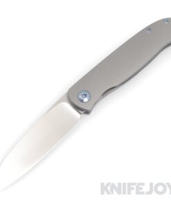 Trevor Burger Custom Knives TBC-ATLAS27 Atlas CFL Wharncliffe Satin Blade with Contoured Titanium Handles/ Blue Hardware