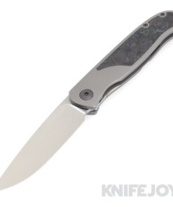 Trevor Burger Custom Knives TBC-ATLAS28 Atlas CFL Drop Point Satin Blade with Fat Carbon Dark Matter Inlay/ Contoured Titanium Handles/ PVD Hardware