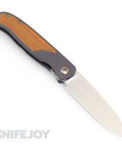 Trevor Burger Custom Knives TBC-ATLAS35 Atlas LEFTY CFL Wharncliffe Satin Blade with Micarta Inlay/ Contoured Dark Titanium Handles/ Bronze Hardware