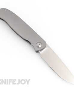 Trevor Burger Custom Knives TBC-ATLAS39 Atlas LEFTY CFL Drop Point Satin Blade with Contoured Titanium Handles/ Satin Hardware
