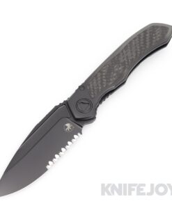 MICROTECH 190C-2DLCTCFITI Anax Manual Folding Knife Single Edge DLC Partially Serrated Blade with DLC Titanium Handle and Pivot Collar/ Carbon Fiber Inlay
