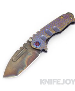 Medford Knives Micro Praetorian T S45VN Vulcan Tanto Blade with Blue-Violet Cobblestone Handles/ Flamed Hardware and Galaxy Clip