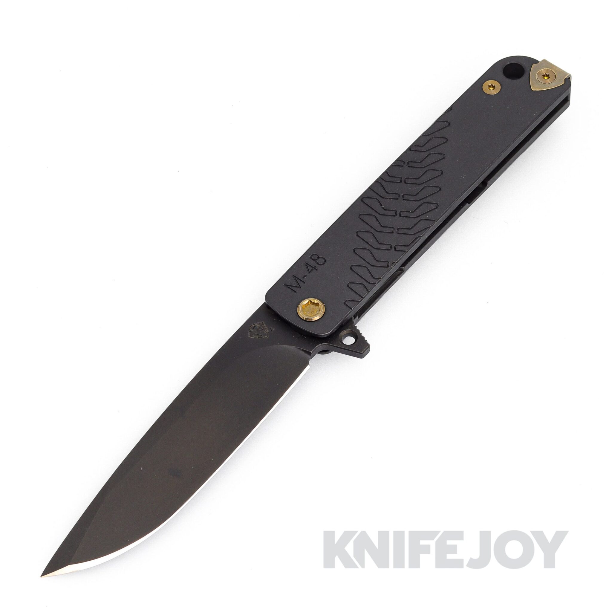 Medford Knives M-48 S45VN PVD Blade with Black Handle/ PVD Spring/ Bronze Hardware/ Bronze Clip