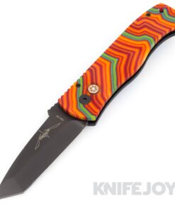 Pro-tech Knives PT-EMERSONCUSTOMJ Emerson Auto DLC Blade with Striped MICARTA Handle