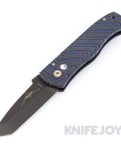 Pro-tech Knives PT-EMERSONCUSTOMG Emerson Auto DLC Blade with Striped MICARTA Handle