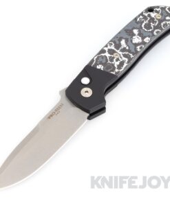 Pro-tech Knives BT2731-WS Terzuola ATCF Auto Stonewash Magnacut Blade with White Storm Fat Carbon Inlay Black Handle/ MOP Button