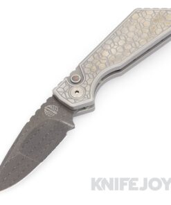 Pro-tech Knives Pro-Strider PT+2023.003 Custom Auto Vergas Forge Hand Ground Damascus with Gridlock Textured 17-4 Steel Handles/ Pearl Button