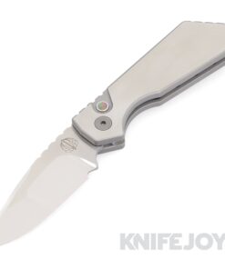 Pro-tech Knives Pro-Strider PT+2023.005 Custom Auto Mike Irie Compound Ground Blade with Hand Satin/ Blasted Chamfers 17-4 Steel Chassis Handles/ Black Lip Pearl Button