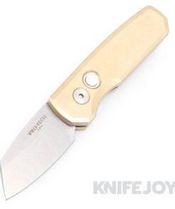 Pro-tech Knives R5410 Runt 5 Auto Stonewash Magnacut Reverse Tanto Blade with Aluminum Bronze Solid Handles/ Pearl Button