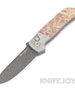 Pro-tech Knives ATCF Custom.010 Terzuola Design Nichols Stainless Damascus Blade with 2-Tone 416 Steel Frame Maple Burl Inlays/ Mosaic Button