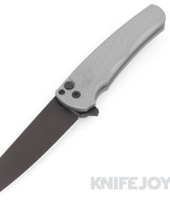 Pro-tech Knives 5206-Grey Malibu Black DLC 20CV Reverse Tanto Blade with Grey Textured Handles/ Black Hardware and Button