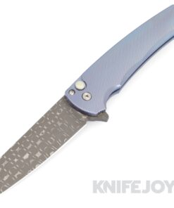 Pro-tech Knives 2023 Malibu Custom.008 Vegas Forge Razorwire Reverse Tanto Blade with 3D Machined Blue Anodized 6Al4V Titanium Handle/ Pearl Button