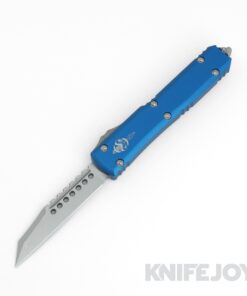 MICROTECH MT-119W-10BLS Ultratech Warhound OTF Auto Signature Series Stonewash Standard Blade with Blue Aluminum Handles