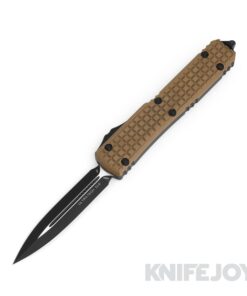 MICROTECH 122-1FRGTTAS Ultratech OTF Double Edge Black Standard Blade and Frag Tan Top Aluminum Handle