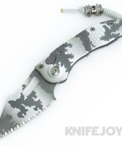 MICROTECH 169-3ACS Stitch Auto Signature Series Folding Knife Serrated Blade with Arctic Camo Aluminum Handles