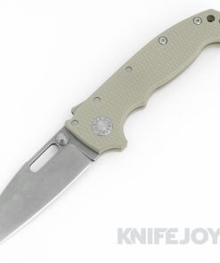 Demko Knives AD20S KnifeJoy Slim Shark Lock Shark Foot Thumbhole Stonewash Blade with Coyote Tan G10 Textured Handles