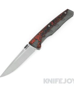 Suprlativ Matador Folder Knife M390 Belt Satin Blade with Mars Valley Inlay/ Dark Blast Titanium Handles
