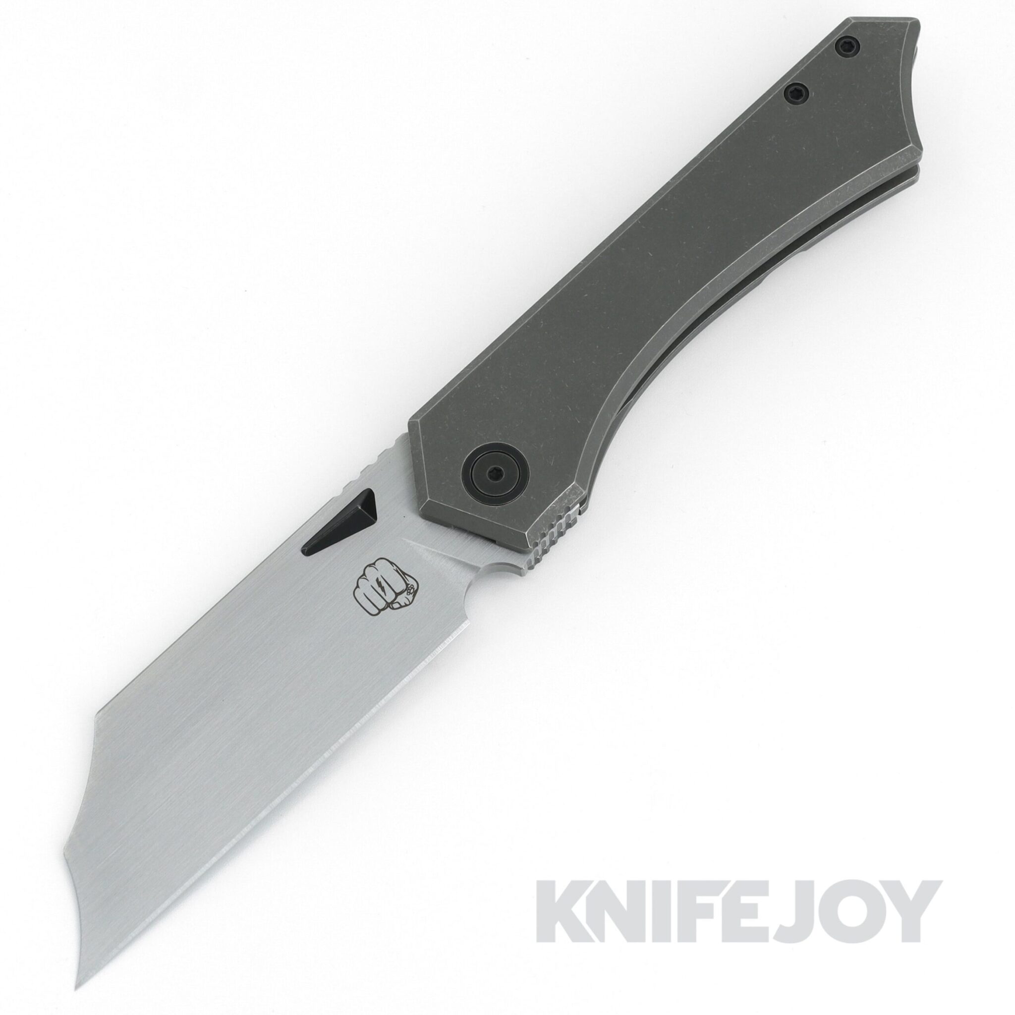 Something Obscene Company LEK Double Beveled Gentleman Satin Blade with Tumbled Stonewash Titanium Handles